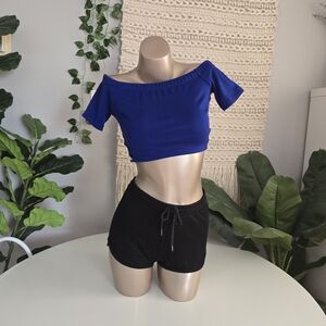 Forever 21 Royal Blue Off-Shoulder Crop Top